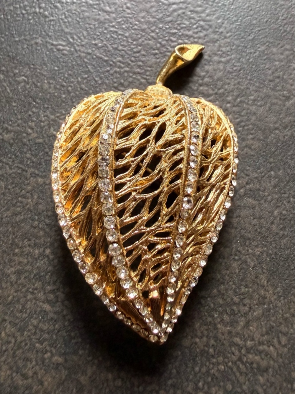 Vintage Chinese Lantern Gold Rhinestone Brooch BSK
